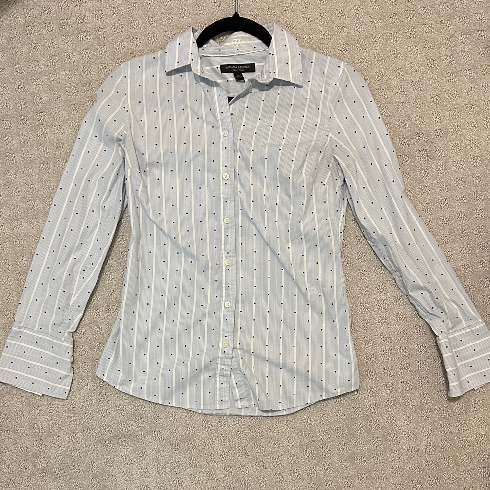 Banana Republic Light Blue Striped Shirt